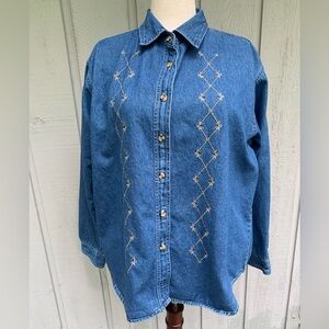 Vintage Proudly Plus 80’s/90’s Embroidered Jean Shirt Sz 2X